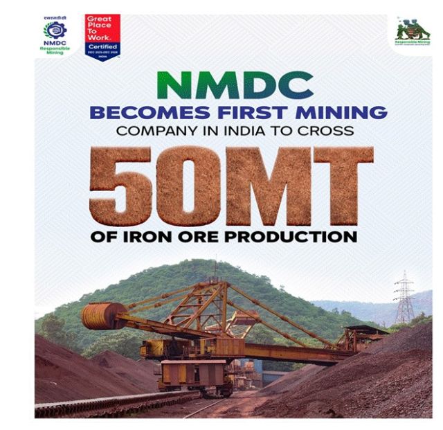 NMDC Limited Hits Record 50 MT Iron Ore Production